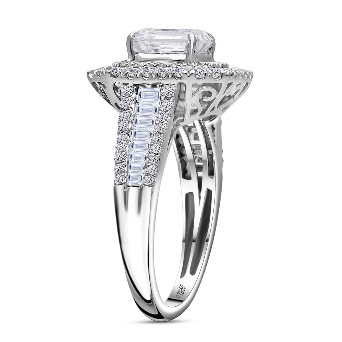 IGI Certified Asscher Cut Luxuriant Lab Grown Diamond E-F VS 3.00 ctw Ring in 950 Platinum (Size 6.0) image number 2