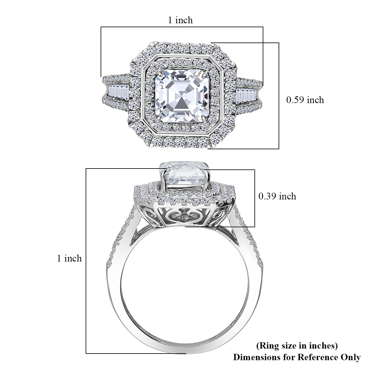 IGI Certified Asscher Cut Luxuriant Lab Grown Diamond E-F VS 3.00 ctw Ring in 950 Platinum (Size 6.0) image number 4