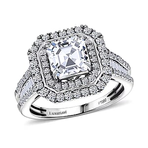 IGI Certified Asscher Cut Luxuriant Lab Grown Diamond E-F VS 3.00 ctw Ring in 950 Platinum (Size 7.5)