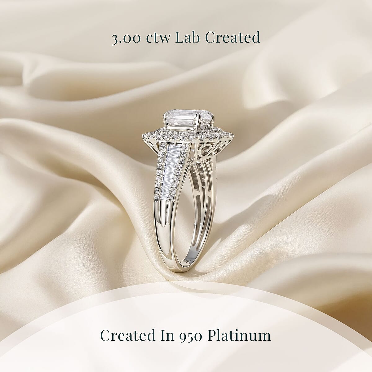 IGI Certified Asscher Cut Luxuriant Lab Grown Diamond E-F VS 3.00 ctw Ring in 950 Platinum (Size 8.0) image number 2