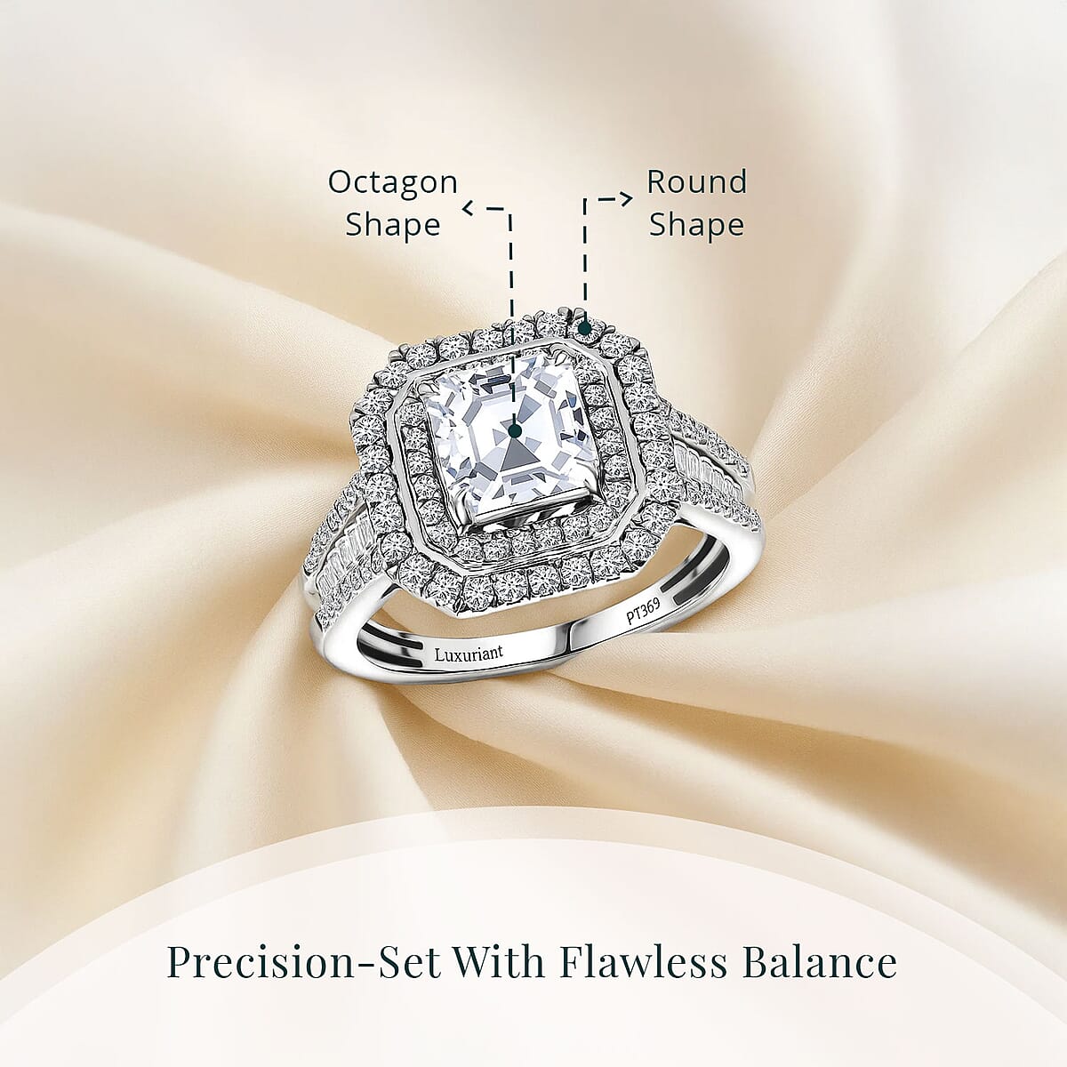 IGI Certified Asscher Cut Luxuriant Lab Grown Diamond E-F VS 3.00 ctw Ring in 950 Platinum (Size 8.0) image number 4