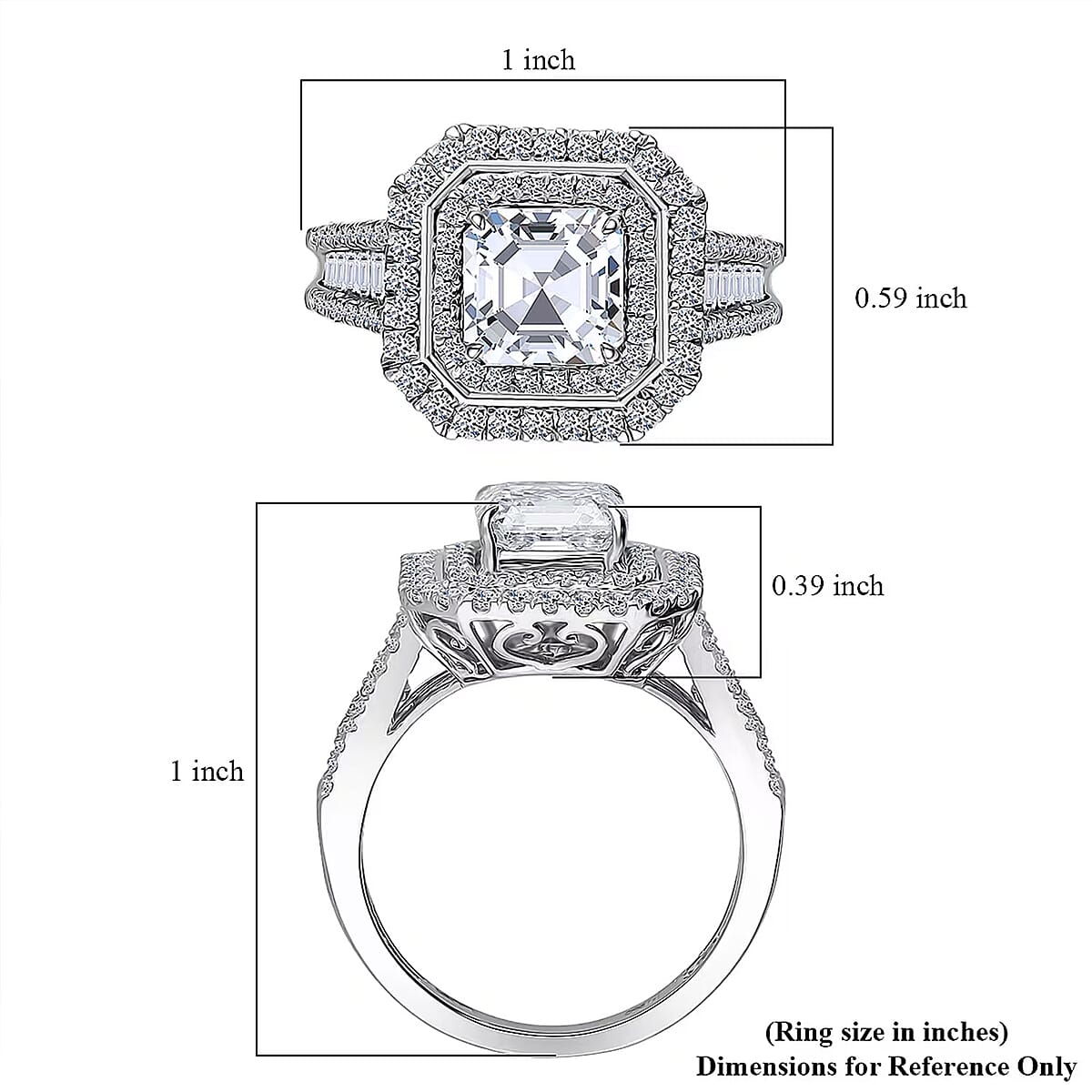 IGI Certified Asscher Cut Luxuriant Lab Grown Diamond E-F VS 3.00 ctw Ring in 950 Platinum (Size 8.0) image number 6