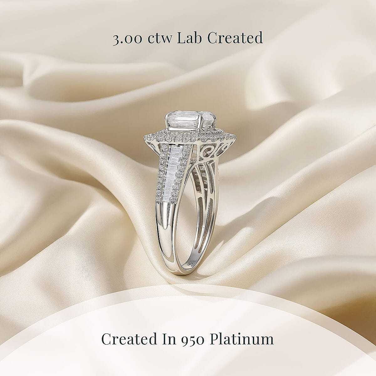 IGI Certified Asscher Cut Luxuriant Lab Grown Diamond E-F VS 3.00 ctw Ring in 950 Platinum (Size 8.5) image number 2