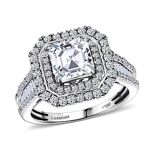 IGI Certified Asscher Cut Luxuriant Lab Grown Diamond E-F VS 3.00 ctw Ring in 950 Platinum (Size 9.0)
