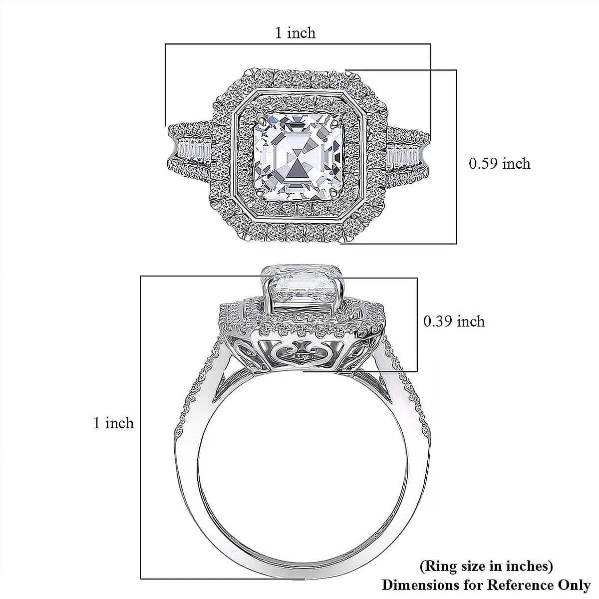 IGI Certified Asscher Cut Luxuriant Lab Grown Diamond E-F VS 3.00 ctw Ring in 950 Platinum (Size 9.5) image number 6