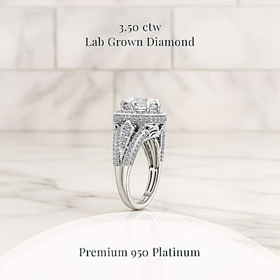IGI Certified Luxuriant Lab Grown Diamond E-F VS 3.50 ctw Art Deco Ring in 950 Platinum (Size 11.0) 7.45 Grams