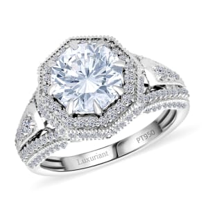 IGI Certified Luxuriant Lab Grown Diamond E-F VS 3.50 ctw Art Deco Ring in 950 Platinum (Size 6.0) 7.45 Grams