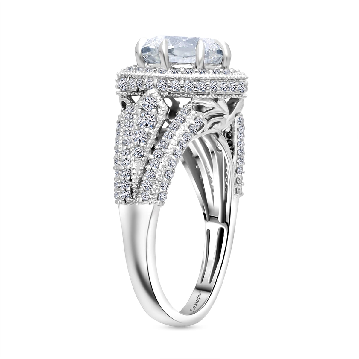 IGI Certified Luxuriant Lab Grown Diamond E-F VS 3.50 ctw Art Deco Ring in 950 Platinum (Size 6.0) 7.45 Grams image number 2