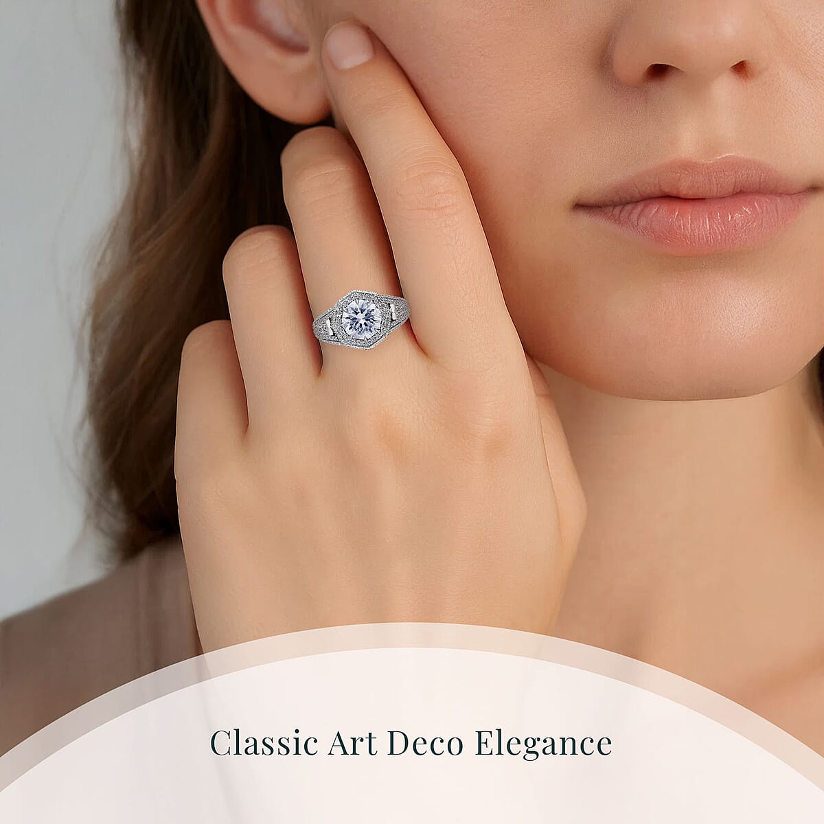 IGI Certified Luxuriant Lab Grown Diamond E-F VS 3.50 ctw Art Deco Ring in 950 Platinum (Size 7.0) 7.45 Grams image number 1