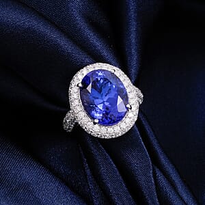 Certified and Appraised Rhapsody AAAA Tanzanite and E-F VS Diamond 10.75 ctw Ring in 950 Platinum (Size 5.25) 9.40 Grams