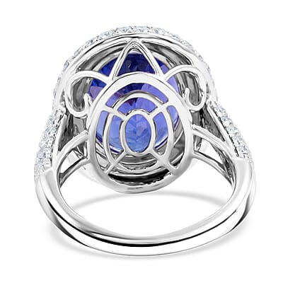 Certified and Appraised Rhapsody AAAA Tanzanite and E-F VS Diamond 10.75 ctw Ring in 950 Platinum (Size 5.25) 9.40 Grams