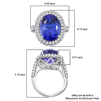 Certified and Appraised Rhapsody AAAA Tanzanite and E-F VS Diamond 10.75 ctw Ring in 950 Platinum (Size 5.25) 9.40 Grams