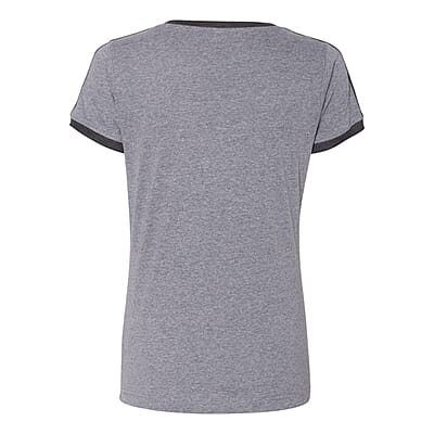 LAT Dark Grey 100% Cotton V-Neck Retro Ringer Jersey Tee - M
