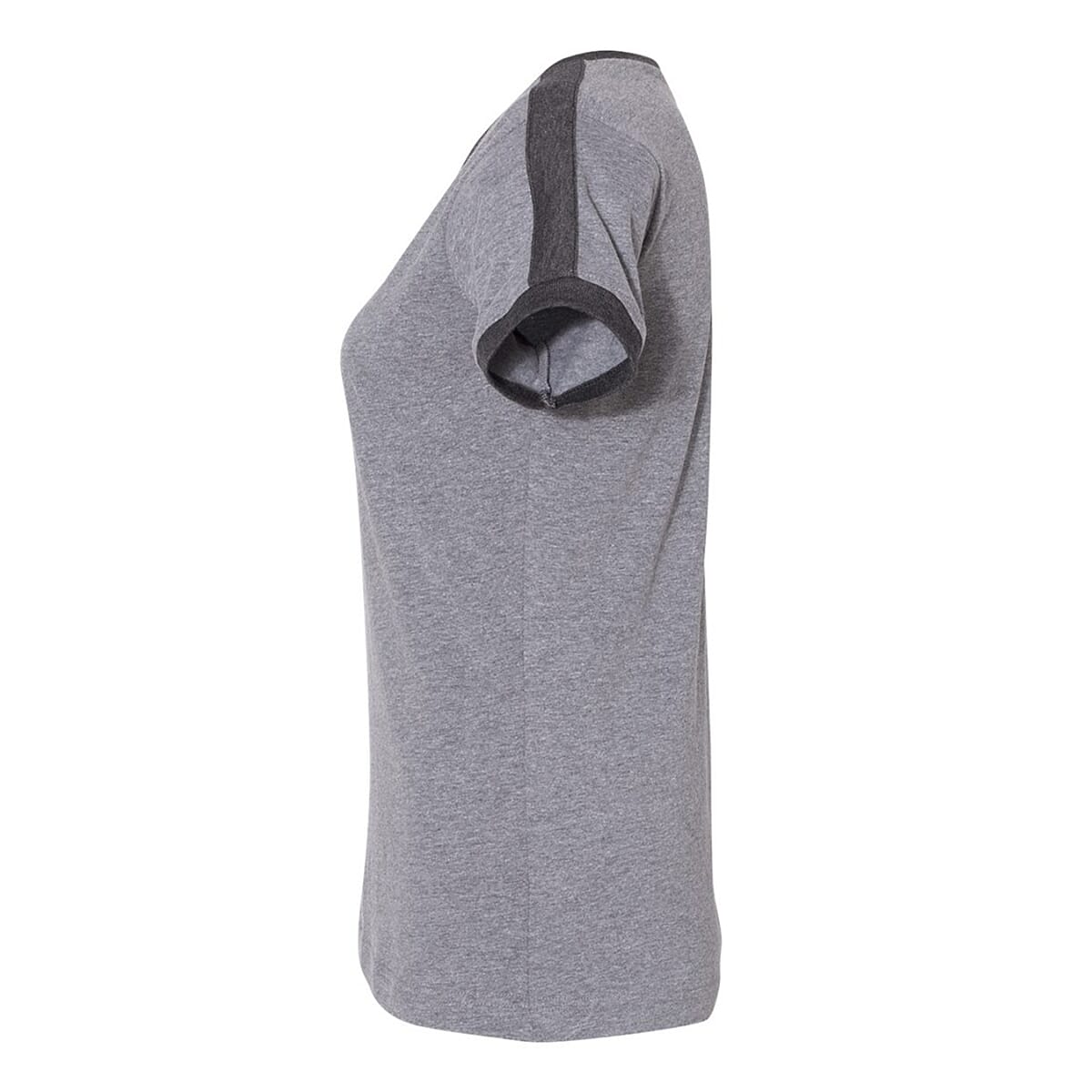 LAT Dark Grey 100% Cotton V-Neck Retro Ringer Jersey Tee - M image number 2