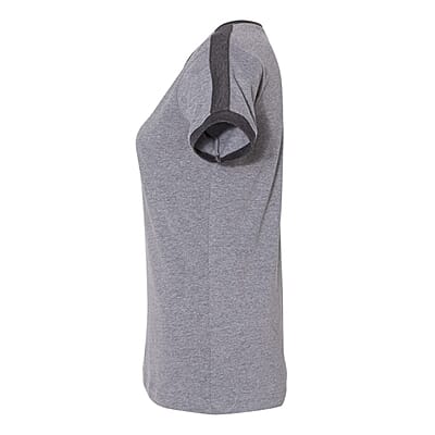 LAT Dark Grey 100% Cotton V-Neck Retro Ringer Jersey Tee - M