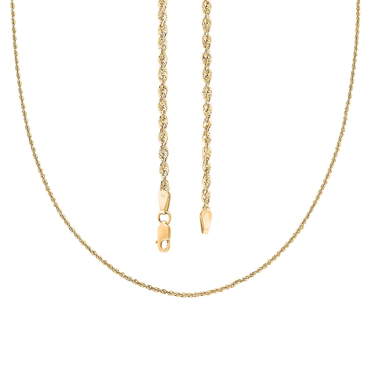 2.5mm Laser Rope Chain Necklace in 10K Yellow Gold 3.3 Grams 28 Inches image number 3