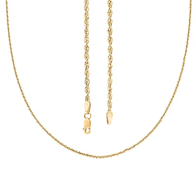 2.5mm Laser Rope Chain Necklace in 10K Yellow Gold 3.3 Grams 28 Inches
