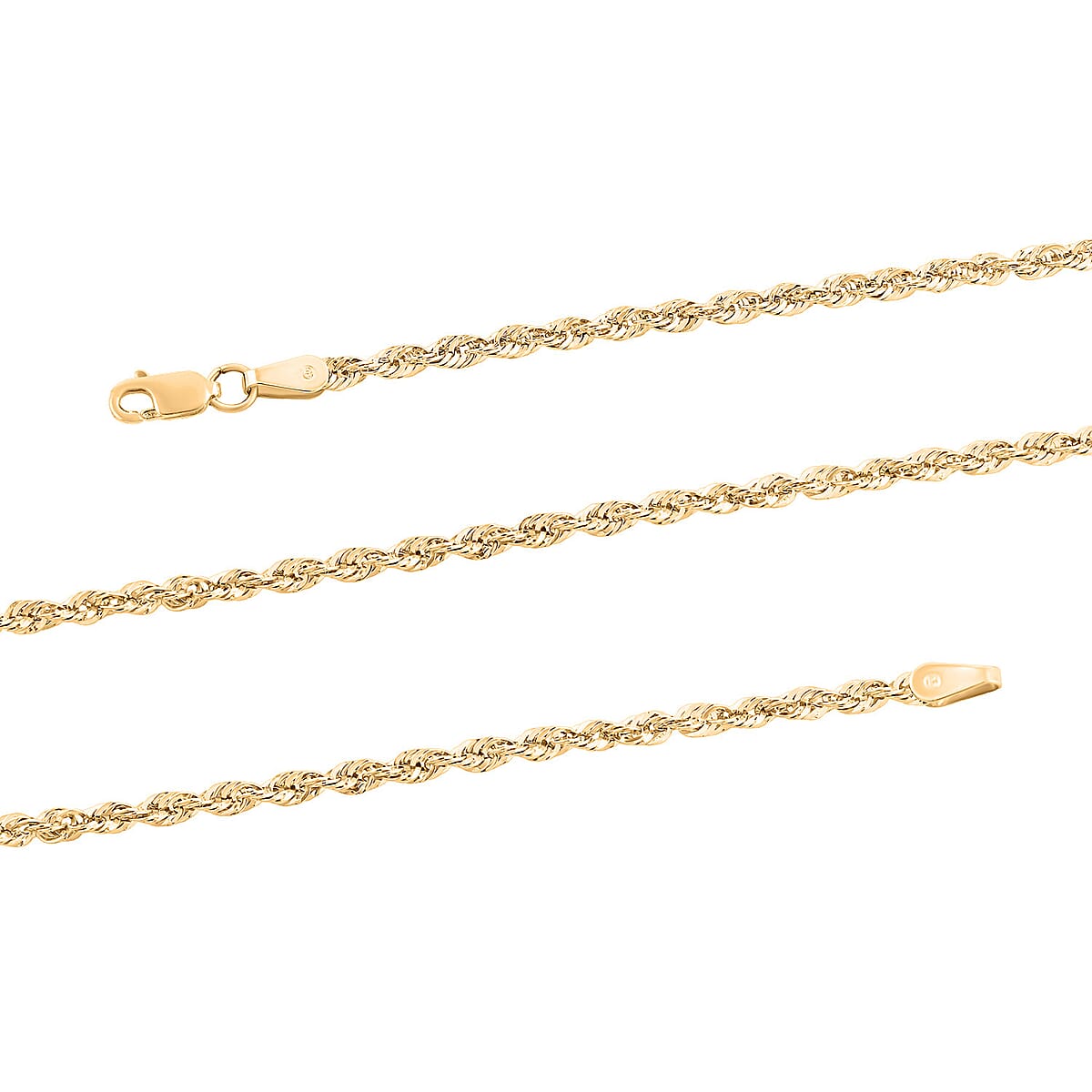2.5mm Laser Rope Chain Necklace in 10K Yellow Gold 3.3 Grams 28 Inches image number 4
