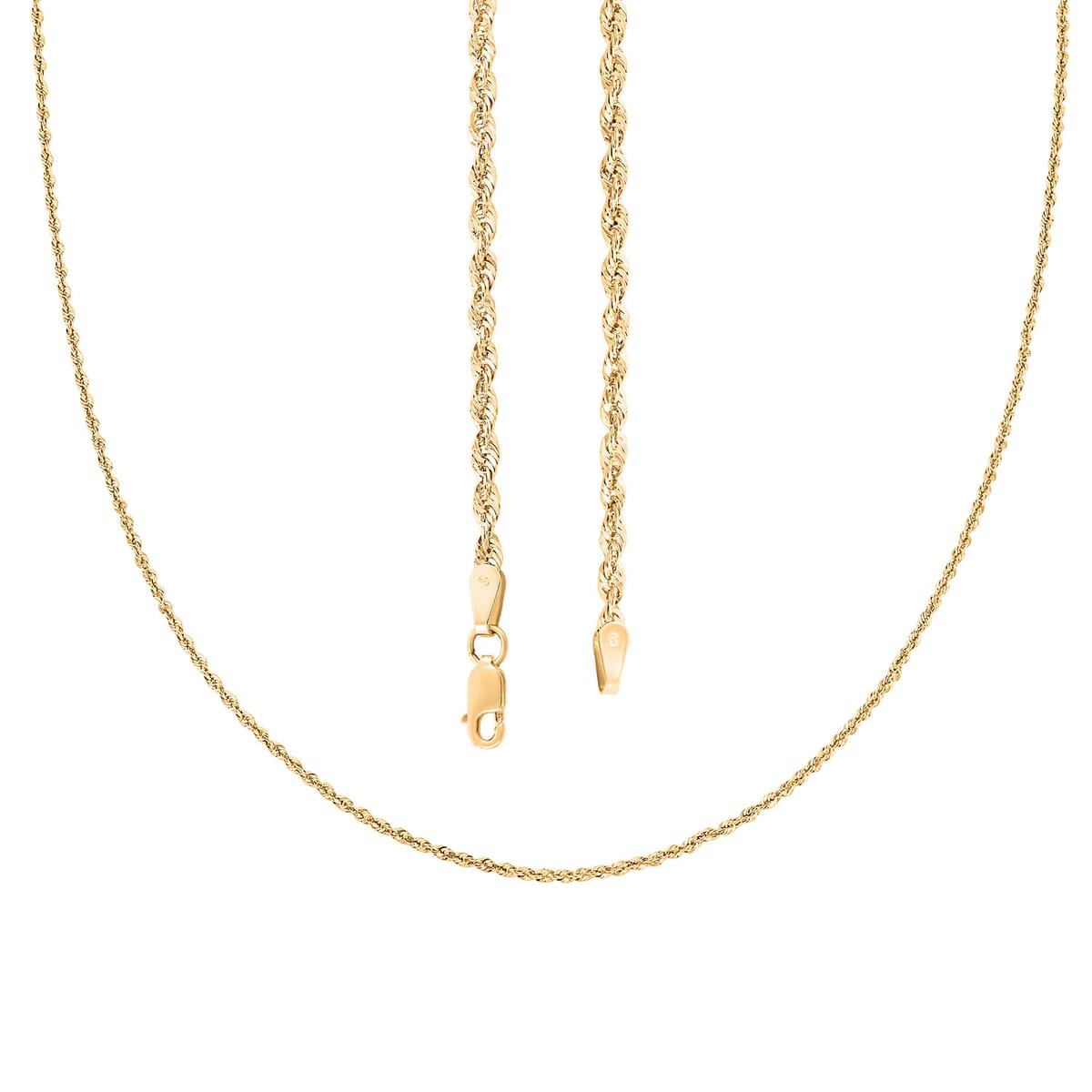 2.3mm Laser Rope Necklace in 10K Yellow Gold 3.3 Grams 30 Inches image number 3