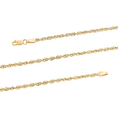 2.3mm Laser Rope Necklace in 10K Yellow Gold 3.3 Grams 20 Inches