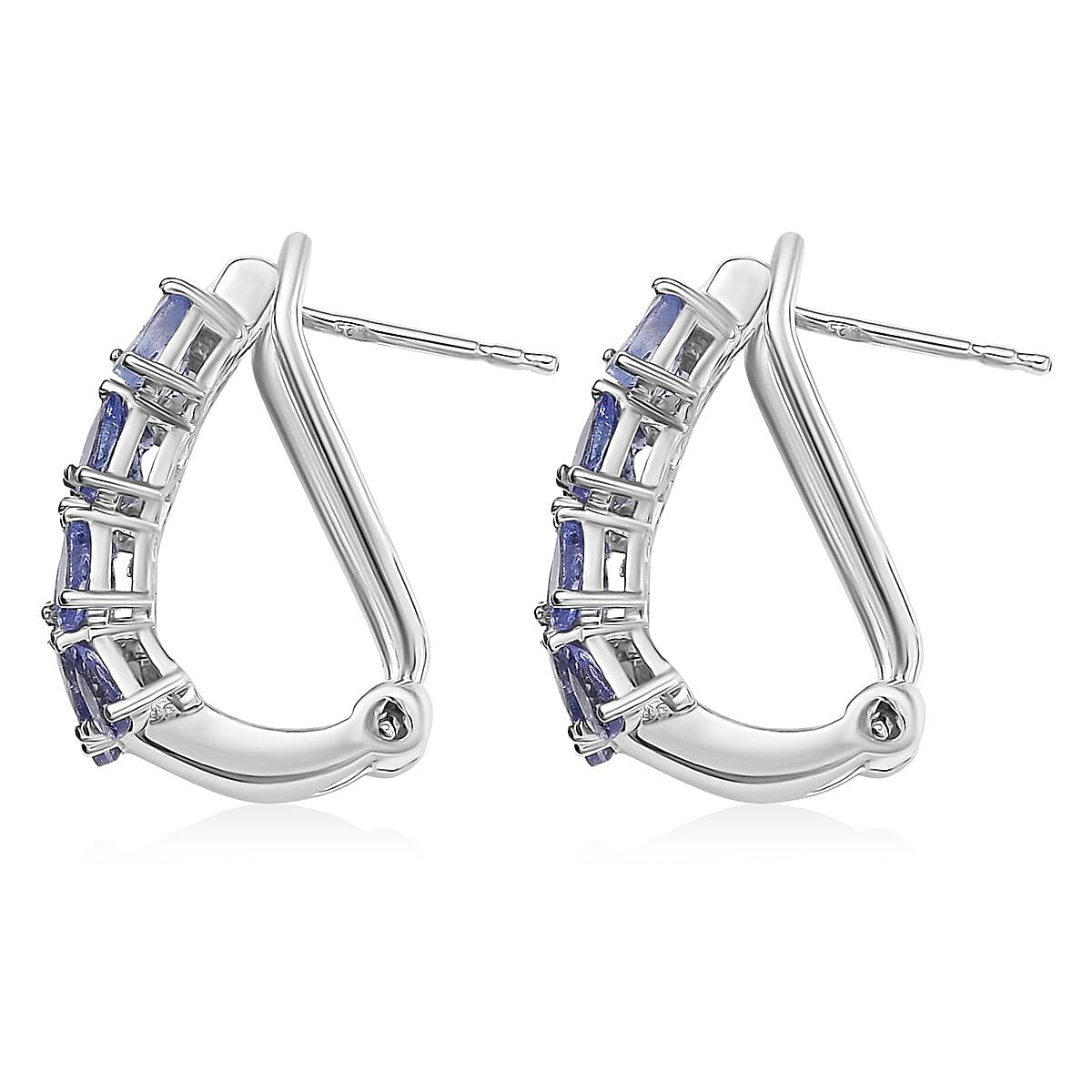 D'Joy Tanzanite 4.10 ctw Wisteria Blossom Hoop Earrings in Rhodium Over Sterling Silver 