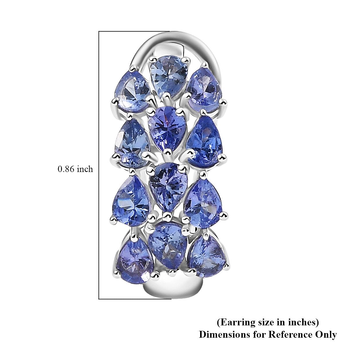 D'Joy Tanzanite 4.10 ctw Wisteria Blossom Hoop Earrings in Rhodium Over Sterling Silver 