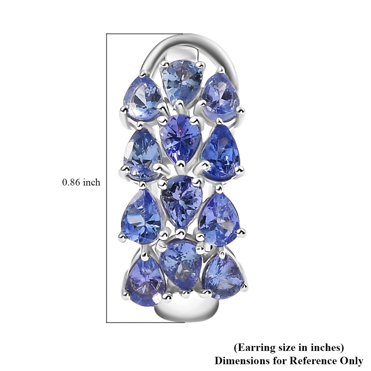 D’Joy Tanzanite 4.10 ctw Omega Clip Hoop Earrings in Rhodium Over Sterling Silver  image number 5