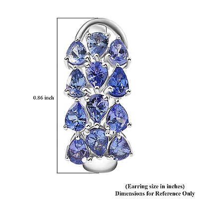 D'Joy Tanzanite 4.10 ctw Wisteria Blossom Hoop Earrings in Rhodium Over Sterling Silver 