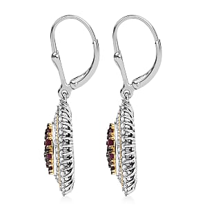 D'Joy Mozambique Ruby and Moissanite 2.30 ctw Art Nouveau Earrings in 18K Vermeil YG and Rhodium Over Sterling Silver
