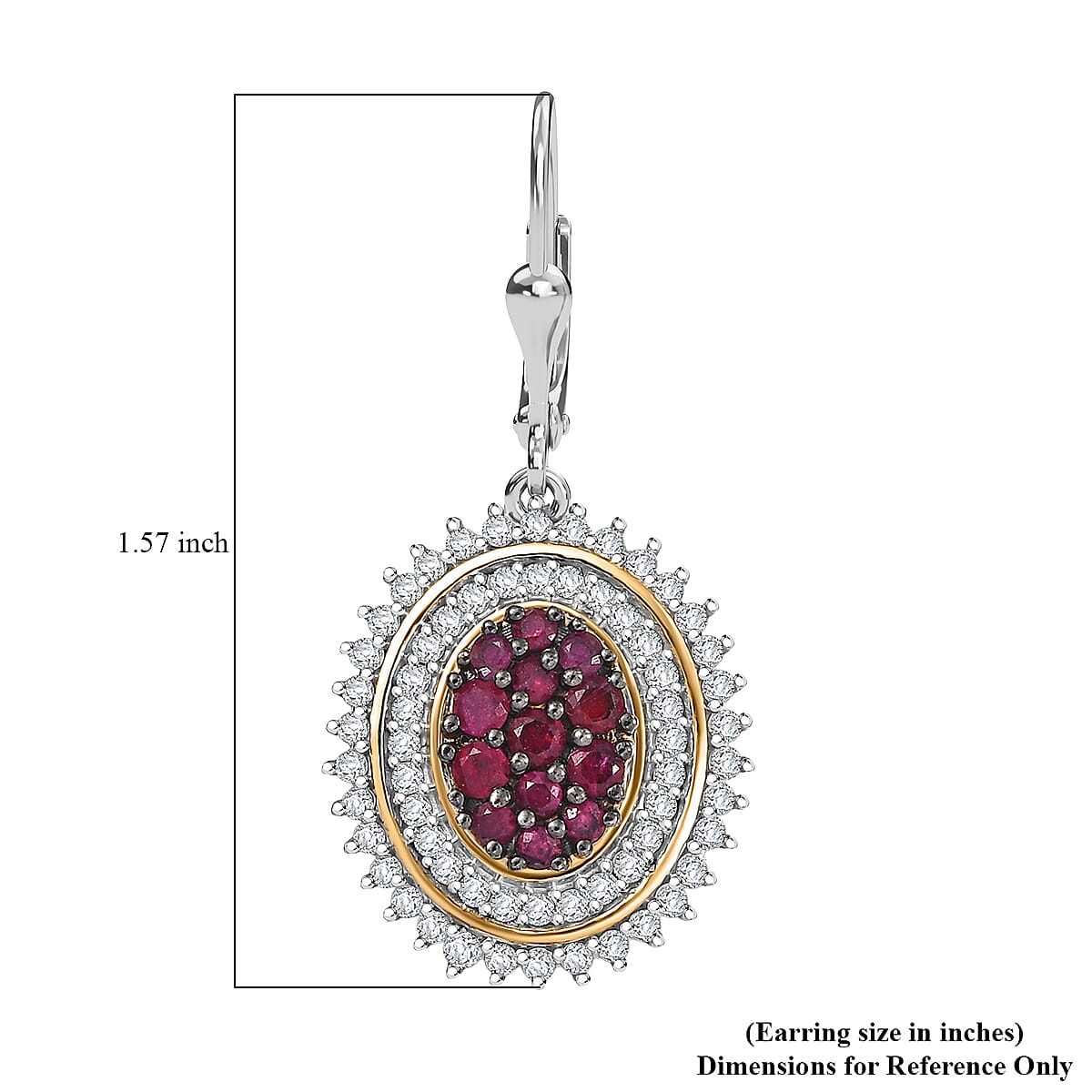 D'Joy Mozambique Ruby and Moissanite 2.30 ctw Earrings in 18K Vermeil YG and Rhodium Over Sterling Silver image number 5