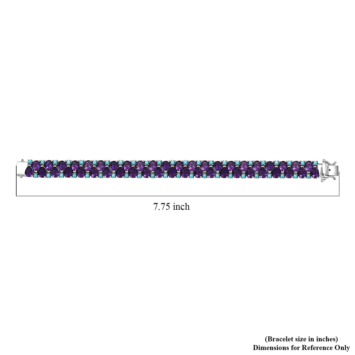 D'Joy African Amethyst and Sleeping Beauty Turquoise 31.25 ctw Mystic Oasis Bracelet in Rhodium Over Sterling Silver (7.25 In) image number 3