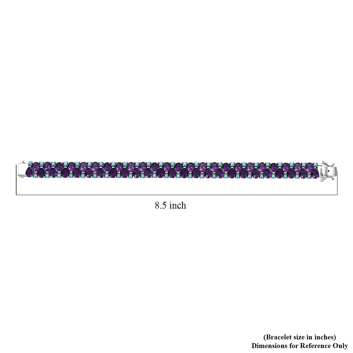 D'Joy African Amethyst and Sleeping Beauty Turquoise 34 ctw Mystic Oasis Bracelet in Rhodium Over Sterling Silver (8.00 In) image number 3