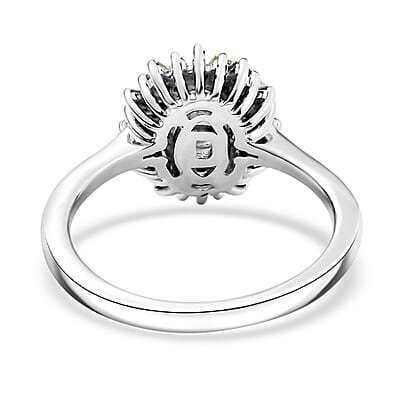 D'Joy Santa Maria Aquamarine and Multi Diamond 1.00 ctw Ocean Fire Ring in Rhodium Over Sterling Silver (Size 10.0)