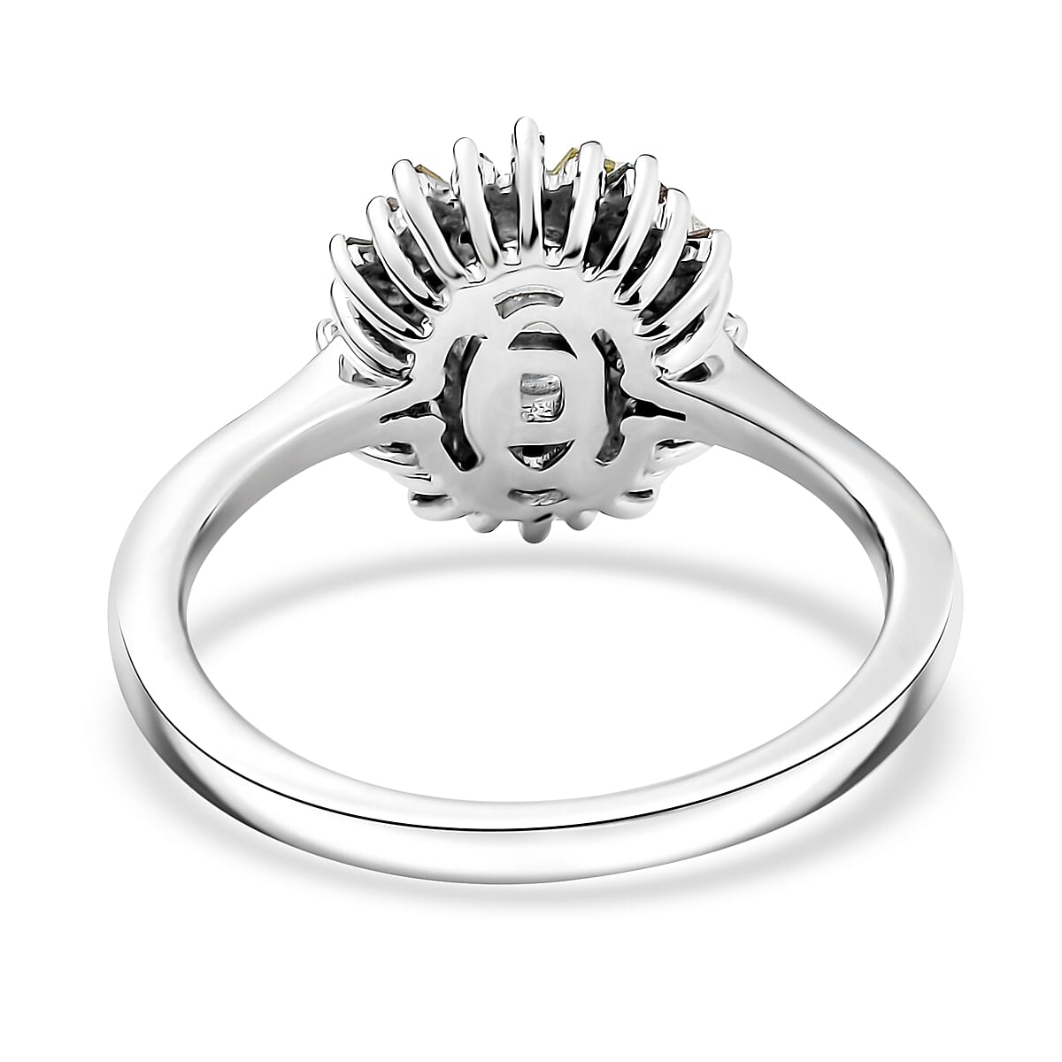 D'Joy Santa Maria Aquamarine and Multi Diamond 1.00 ctw Ocean Fire Ring in Rhodium Over Sterling Silver (Size 8.0) image number 4