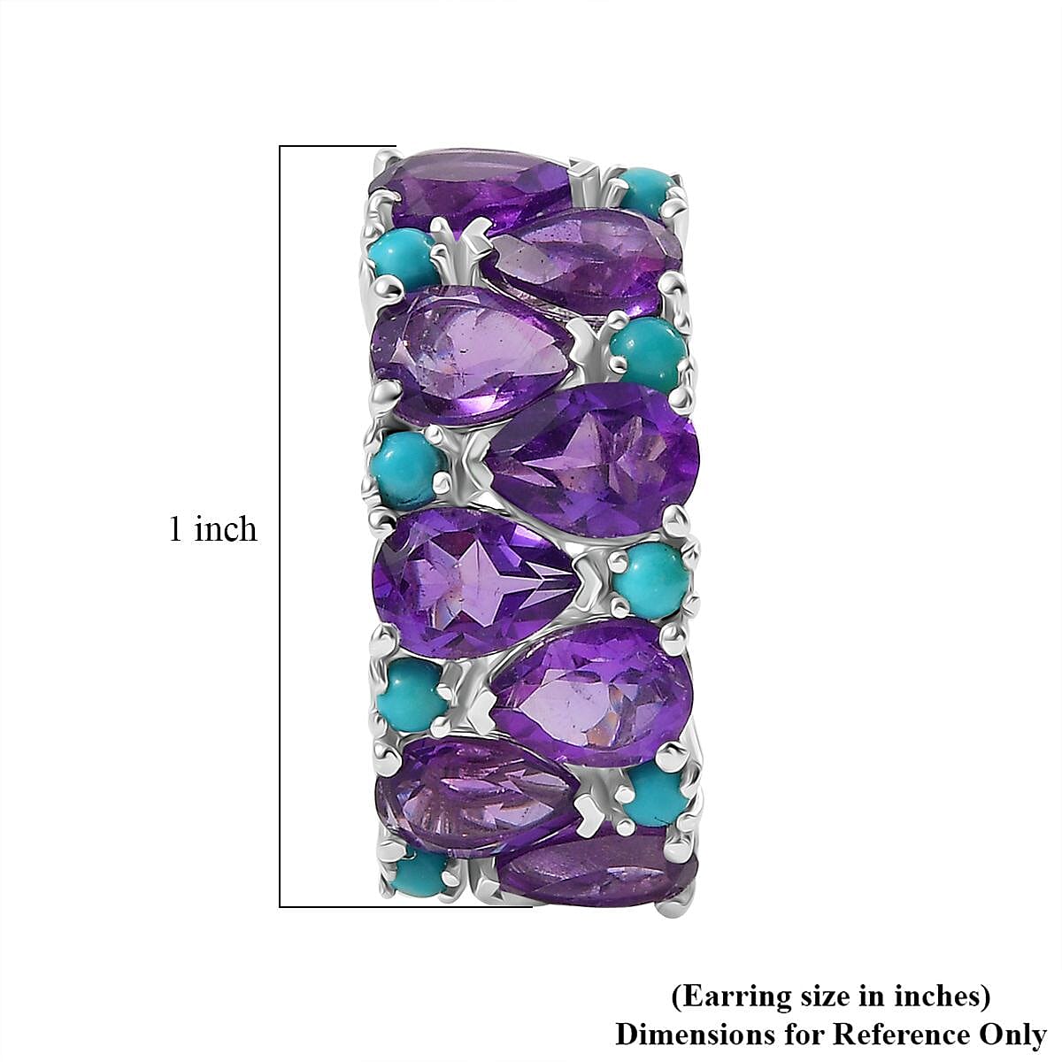 D'Joy African Amethyst, Sleeping Beauty Turquoise 11.50 ctw Mystic Oasis Earrings in Rhodium Over Sterling Silver