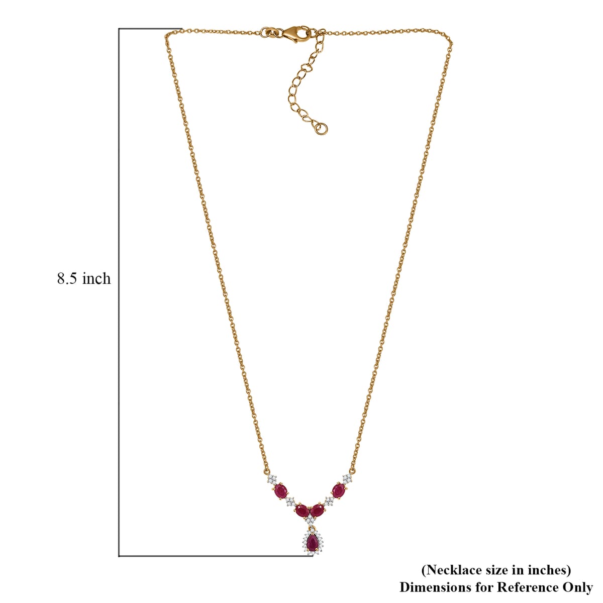 D’Joy Premium Mozambique Ruby and White Zircon 2.75 ctw Crown Blossom Necklace 18 Inches in 18K Vermeil Yellow Gold Over Sterling Silver  image number 5
