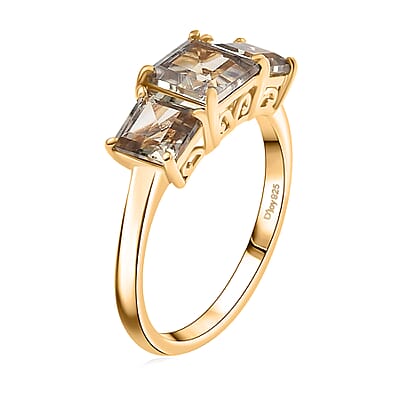 D'Joy AAA Turkizite 2.90 ctw Sunset Trilogy Ring in 18K Vermeil Yellow Gold Over Sterling Silver (Size 10.0)