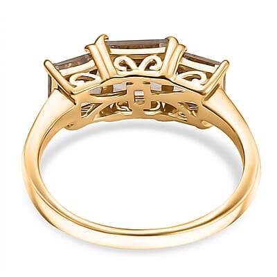 D'Joy AAA Turkizite 2.90 ctw Sunset Trilogy Ring in 18K Vermeil Yellow Gold Over Sterling Silver (Size 10.0)