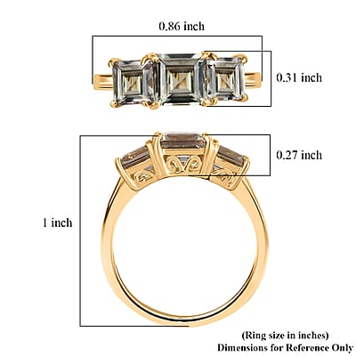 D'Joy AAA Turkizite 2.90 ctw Sunset Trilogy Ring in 18K Vermeil Yellow Gold Over Sterling Silver (Size 10.0)