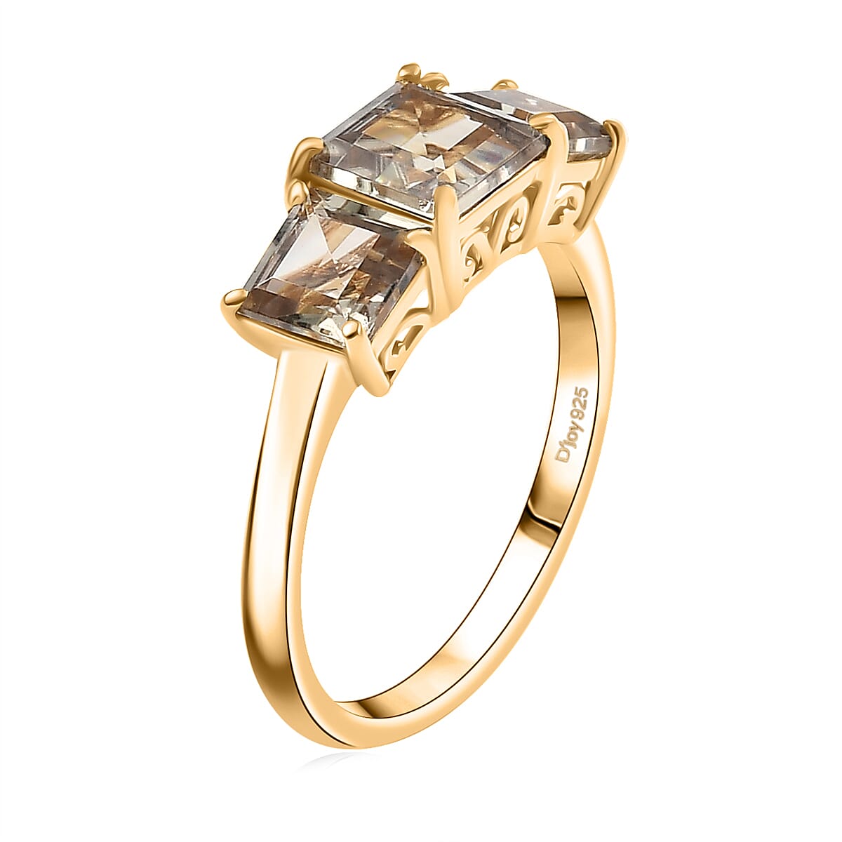 D'Joy AAA Turkizite 2.90 ctw Sunset Trilogy Ring in 18K Vermeil Yellow Gold Over Sterling Silver (Size 6.0) image number 3