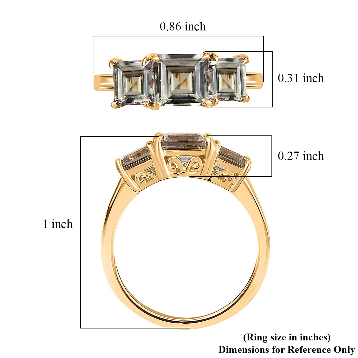 D'Joy AAA Turkizite 2.90 ctw Sunset Trilogy Ring in 18K Vermeil Yellow Gold Over Sterling Silver (Size 6.0) image number 5