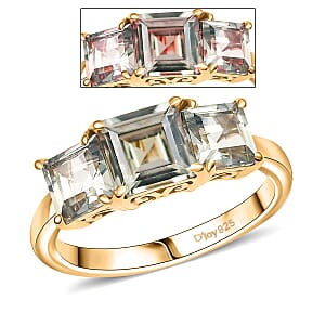 D'Joy AAA Turkizite 2.90 ctw Sunset Trilogy Ring in 18K Vermeil Yellow Gold Over Sterling Silver (Size 8.0)