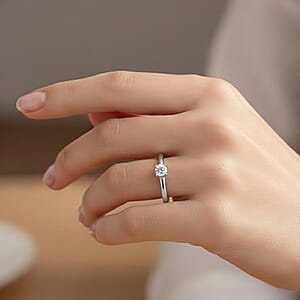 D'Joy Lab Grown Diamond I2 0.20 ctw Ring in Rhodium Over Sterling Silver (Size 10.0)