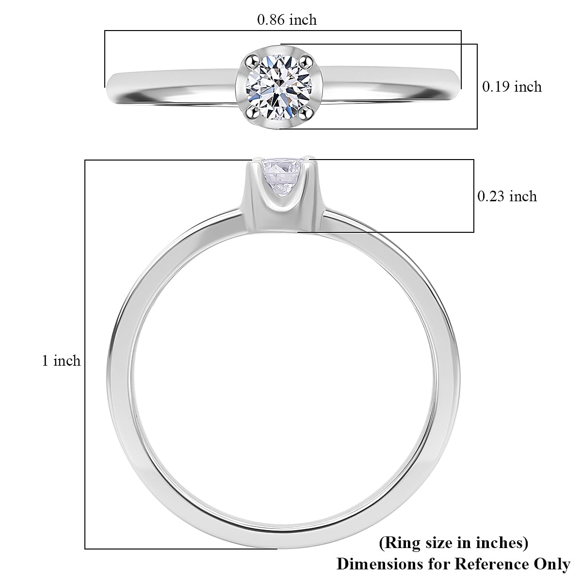 Luxuriant Lab Grown Diamond (I2) Ring in Rhodium Over Sterling Silver (Size 10.0) 0.20 ctw image number 5