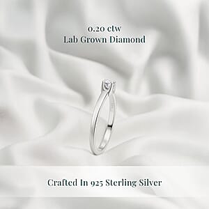 Luxuriant Lab Grown Diamond I2 0.20 ctw Ring in Rhodium Over Sterling Silver (Size 6.0)