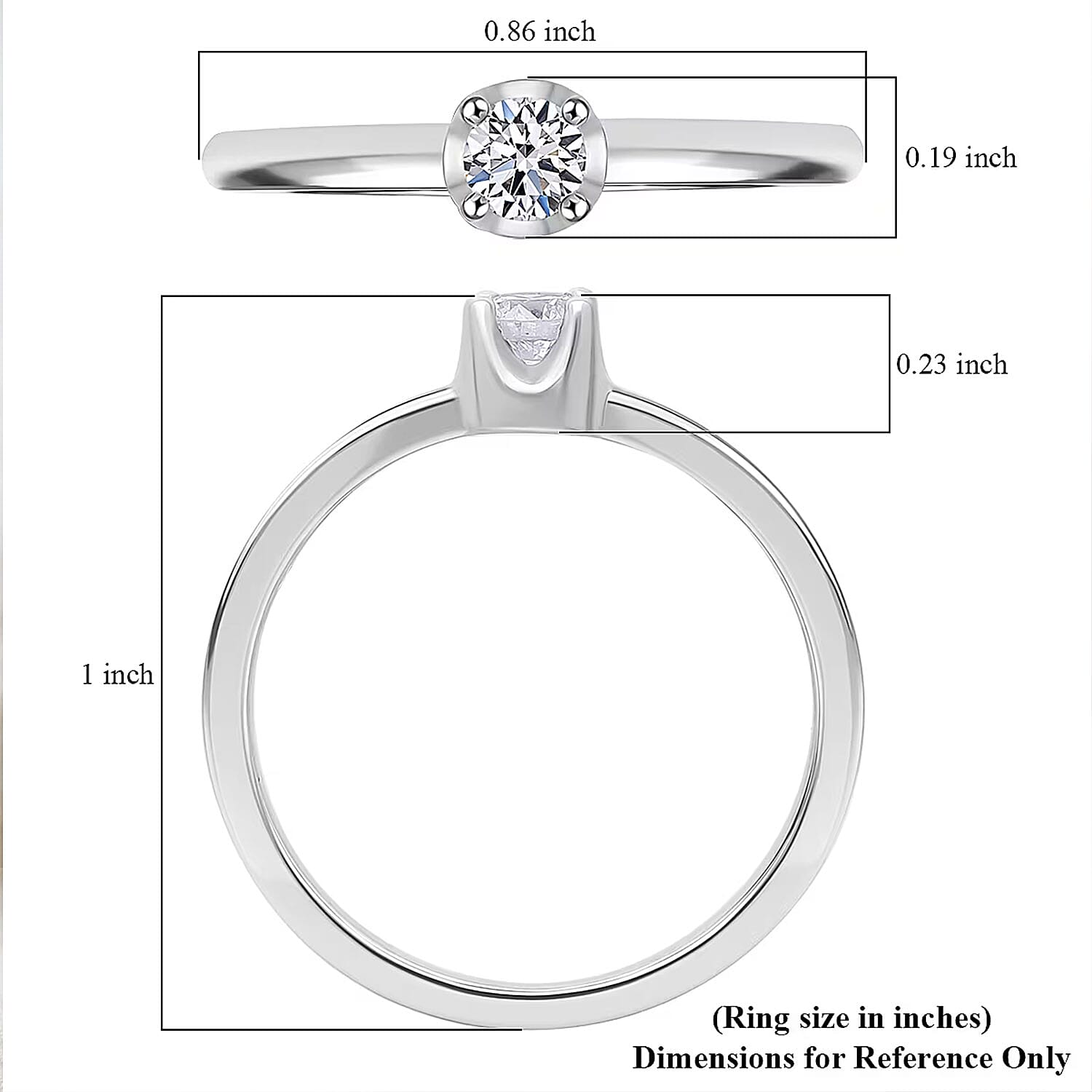 Doorbuster Luxuriant Lab Grown Diamond I2 0.20 ctw Ring in Rhodium Over Sterling Silver (Size 8.0)