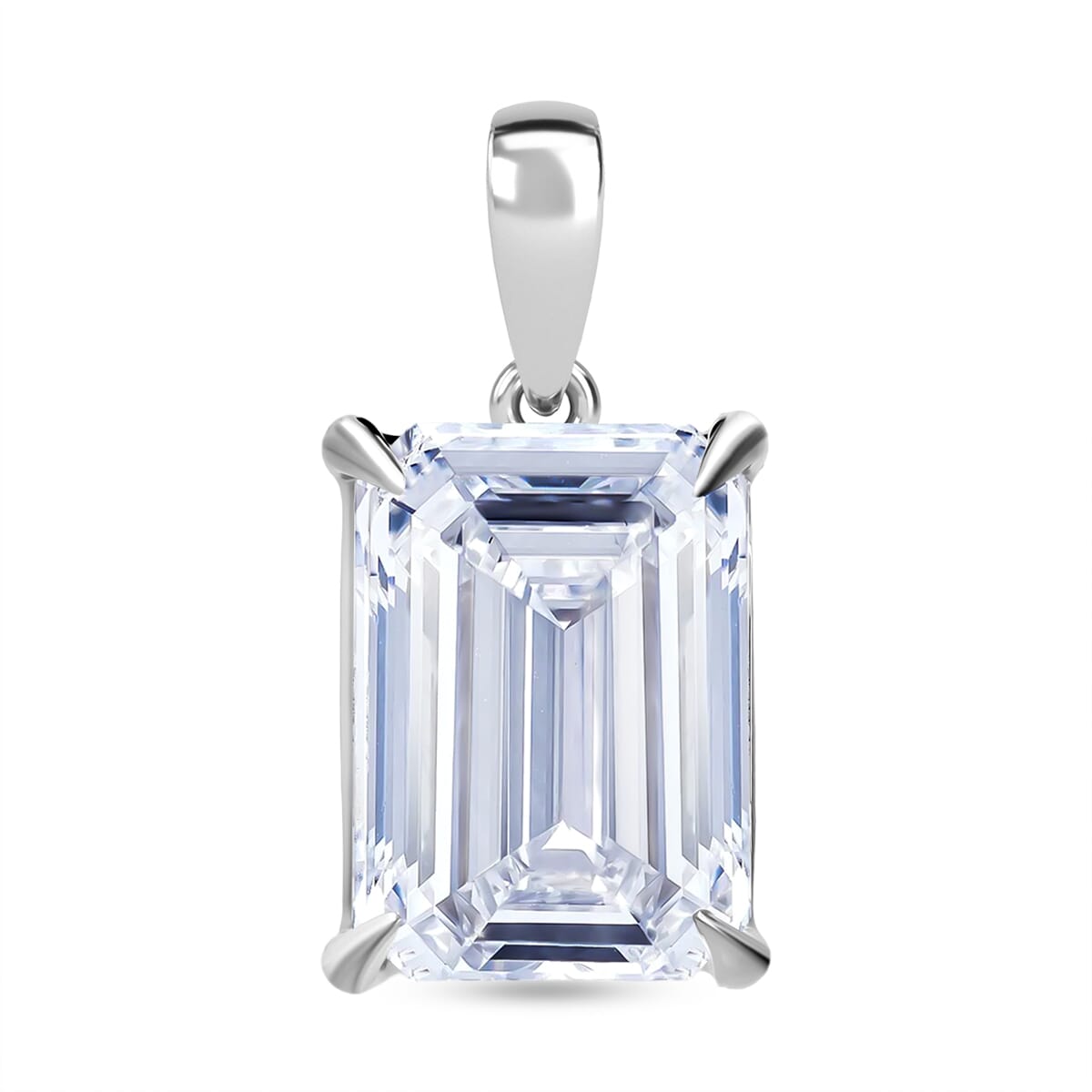 Luxuriant Lab Grown Diamond F VS2 10.00 ctw Pendant in Rhodium Over Sterling Silver image number 0