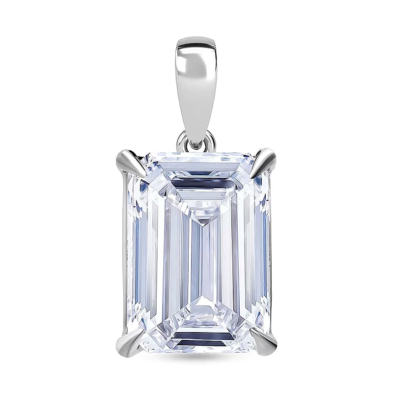 Luxuriant Lab Grown Diamond F VS2 10.00 ctw Pendant without Chain in Rhodium Over Sterling Silver