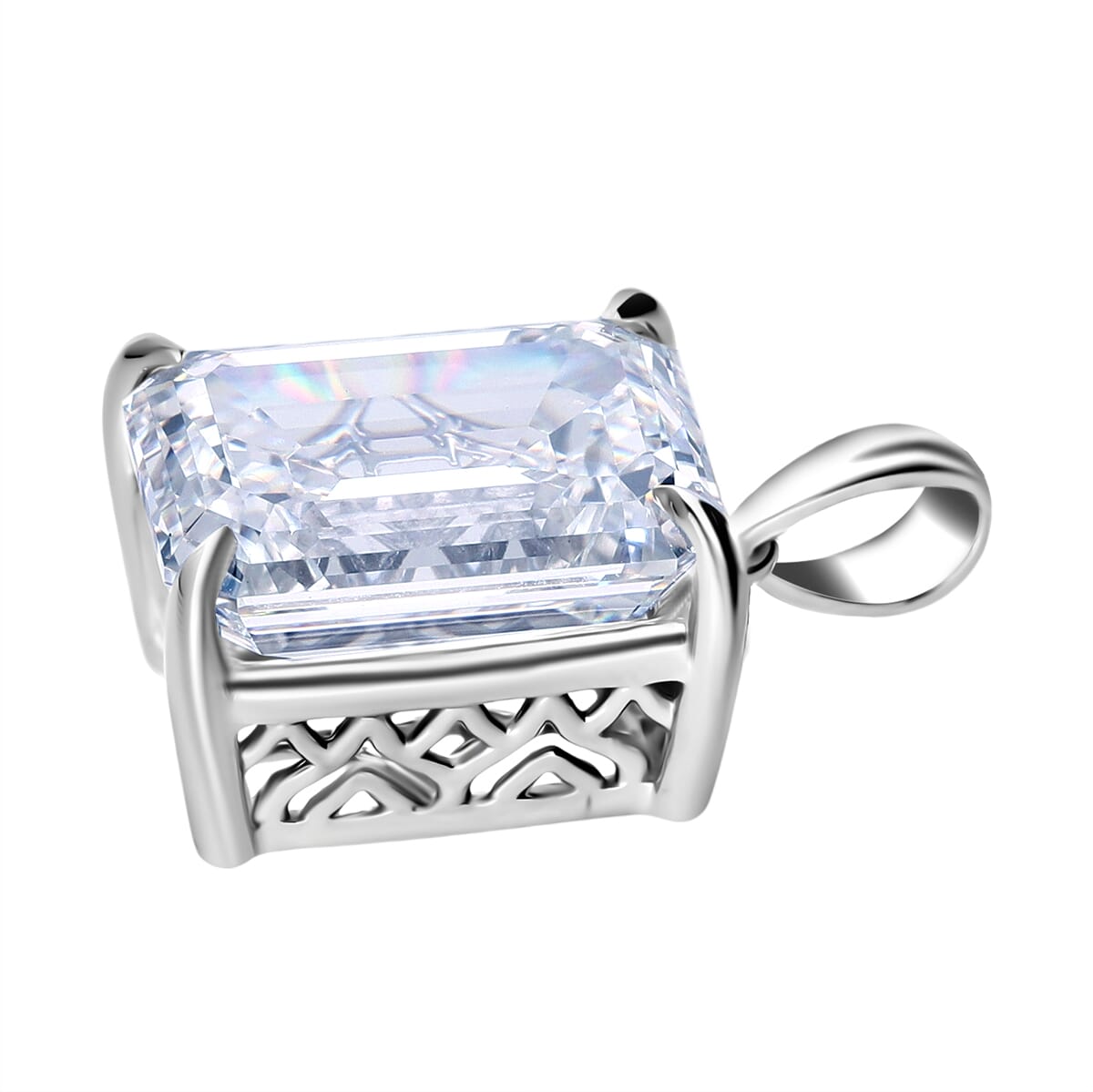 Luxuriant Lab Grown Diamond F VS2 10.00 ctw Pendant in Rhodium Over Sterling Silver image number 2