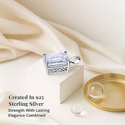 Luxuriant Lab Grown Diamond F VS2 10.00 ctw Pendant without Chain in Rhodium Over Sterling Silver
